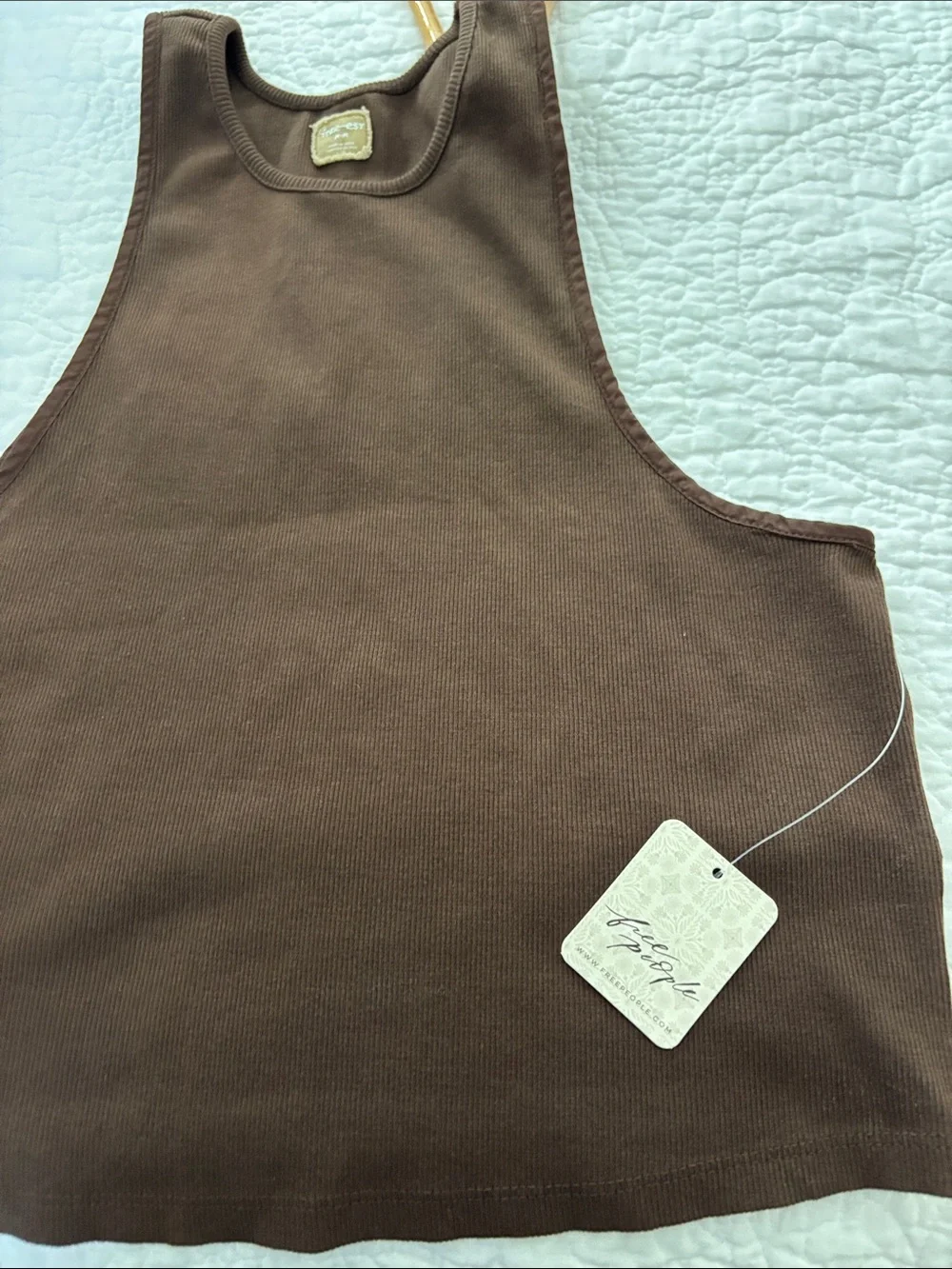 NWT Free People Free-est size M Ribbed Tank Top in Carafe (Brown)